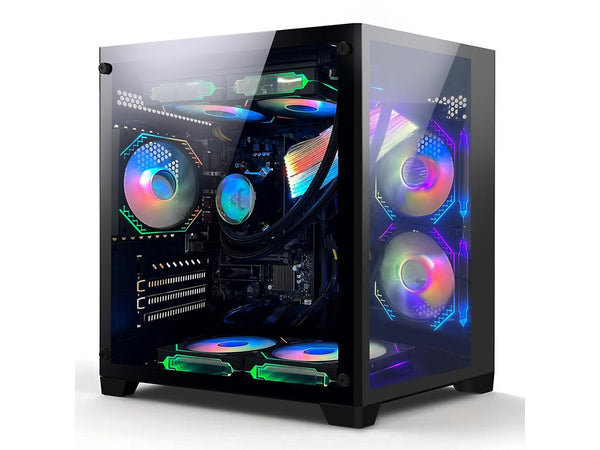H.E. Gaming PC -AMD Ryzen 5 5600G 3.9GHz -16GB DDR4 RAM -1TB SSD -240 Liquid Cooler -WIFI &Bluetooth Ready -RGB Fans-Windows 11 Pro Desktop Computer-Black